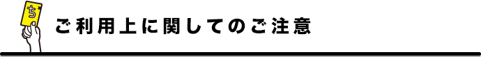 ご利用上に関してのご注意