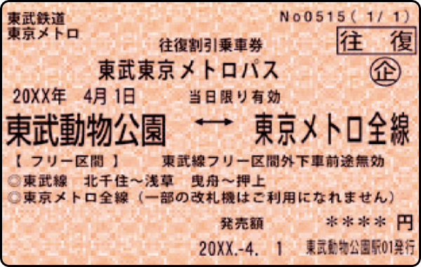東武東京メトロパス切符